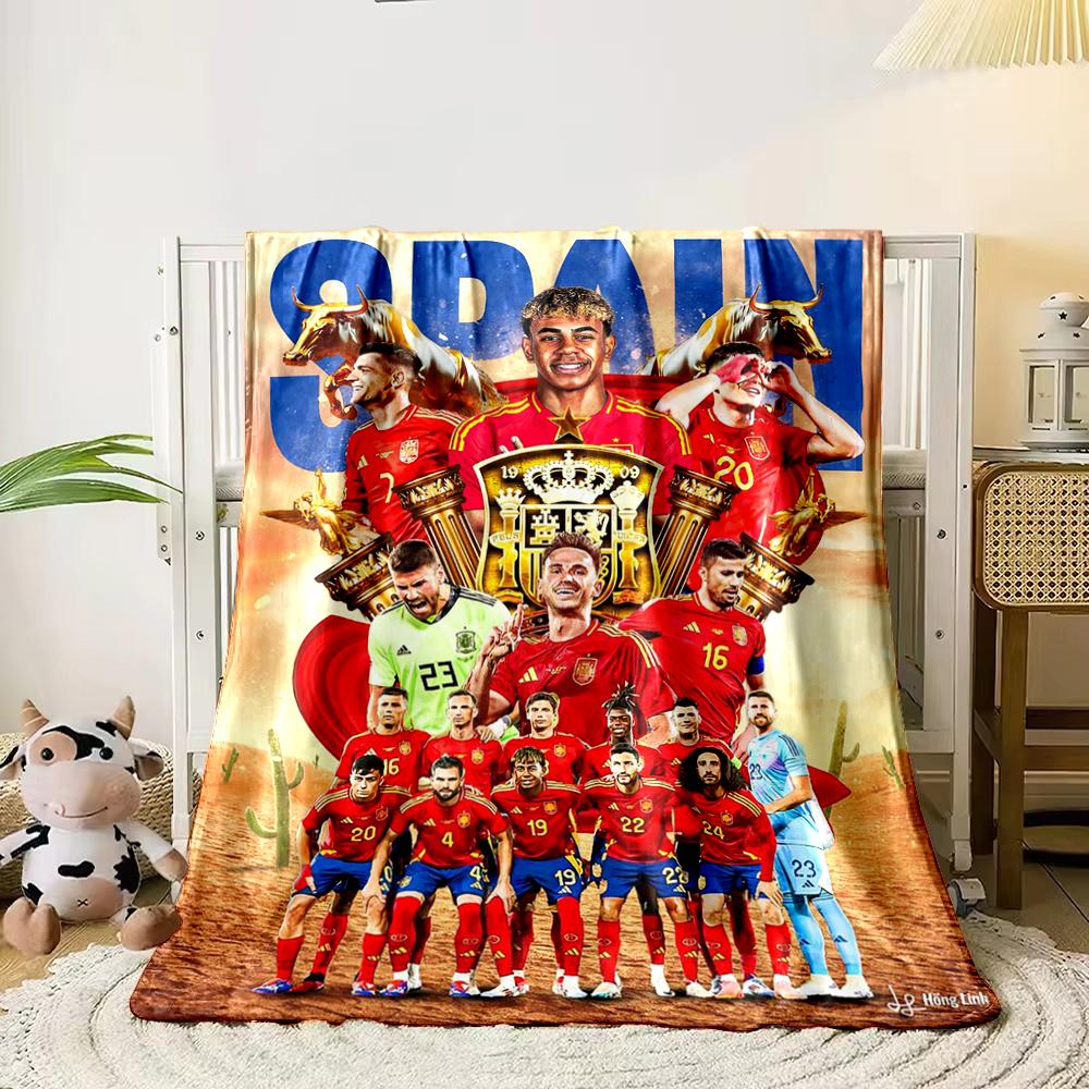Soccer Star Red Designed Flannel blanket for bedroom, living room, sofa, and nap