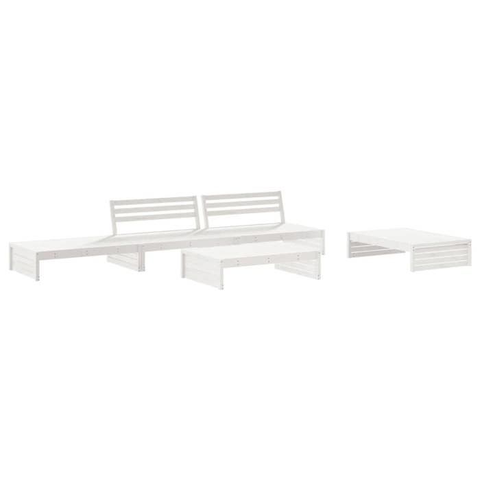 Salon de jardin - Maison Exclusive - 5 pièces - pin massif blanc - coussins anthracite modulable