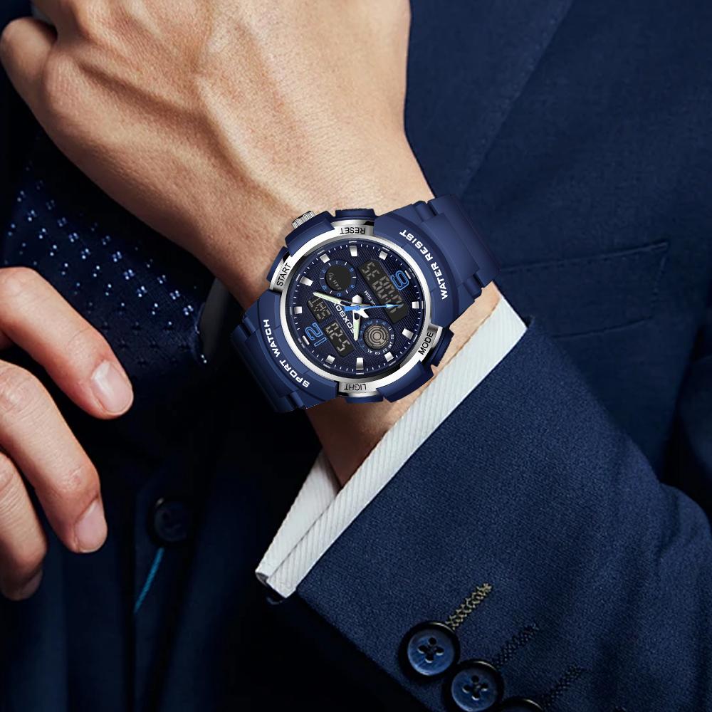 FOXBOX Fashion Men Watch Sport Casual Luminous Waterproof Dual Display Men's Digital Watch