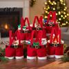 Santa Pants Treat Containers Christmas Gift Bag, Red Plush Candy Tote with Handles Novelty Present Wraps for Wine Bottle, Holiday Party Favor