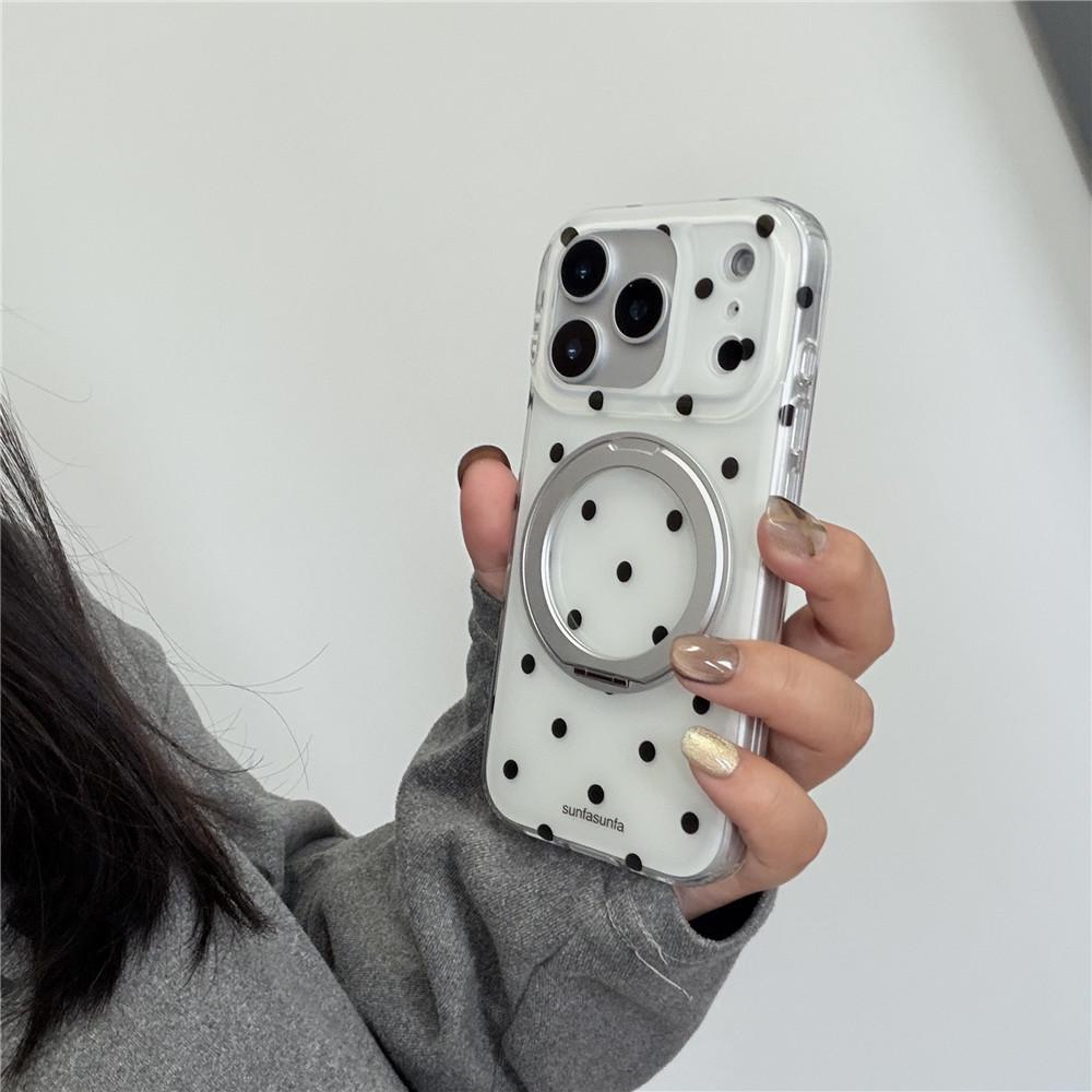 Вращающийся чехол-подставка с горошком для iPhone 17Pro/16Promax/15/14