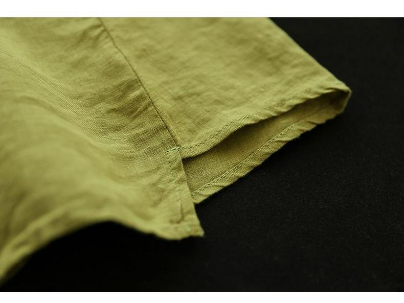 Женский хлопково-льняной топ-майка оверсайз - Ретро без рукавов однотонный летний топ