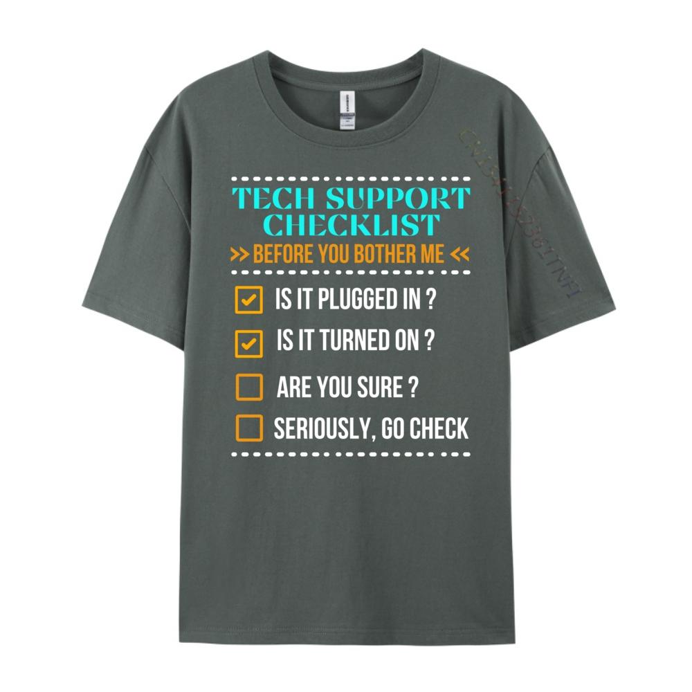 Funny Tech Support Checklist Helpdesk It Guys Computer Geek Pink Graphic Tees Mens TShirts Geek Printed Clothes
