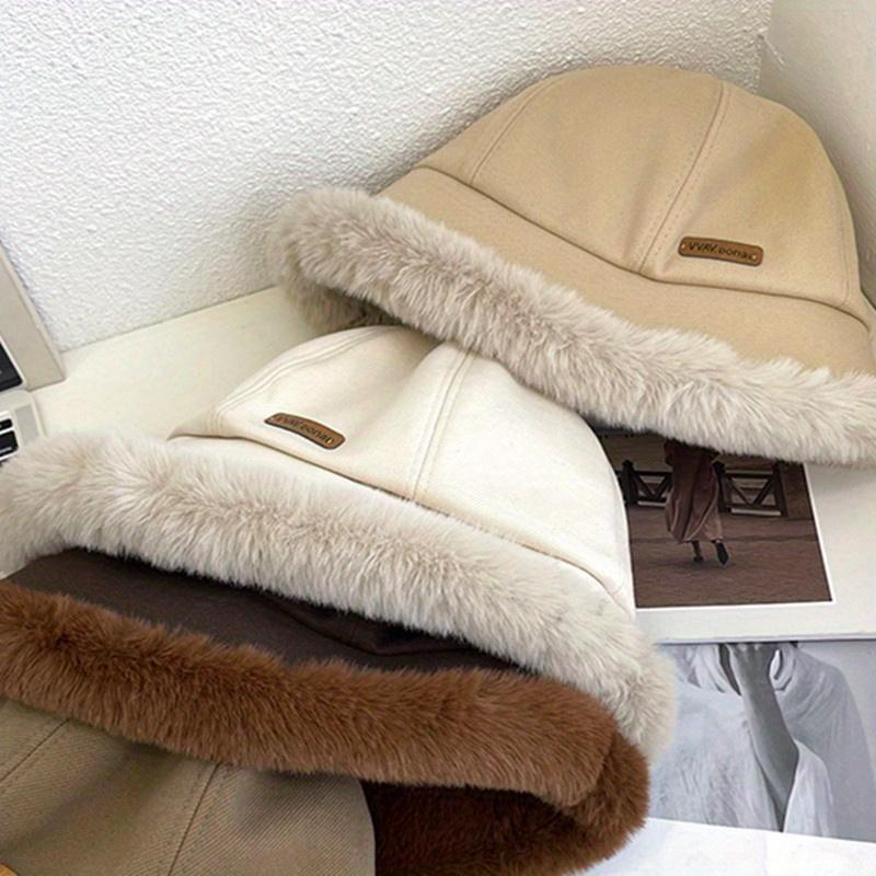 Women's Plush Warm Bucket Hat with Ear Warmers – Elegant, Durable & Coldproof Fisherman Cap, Inelastic Woven Design