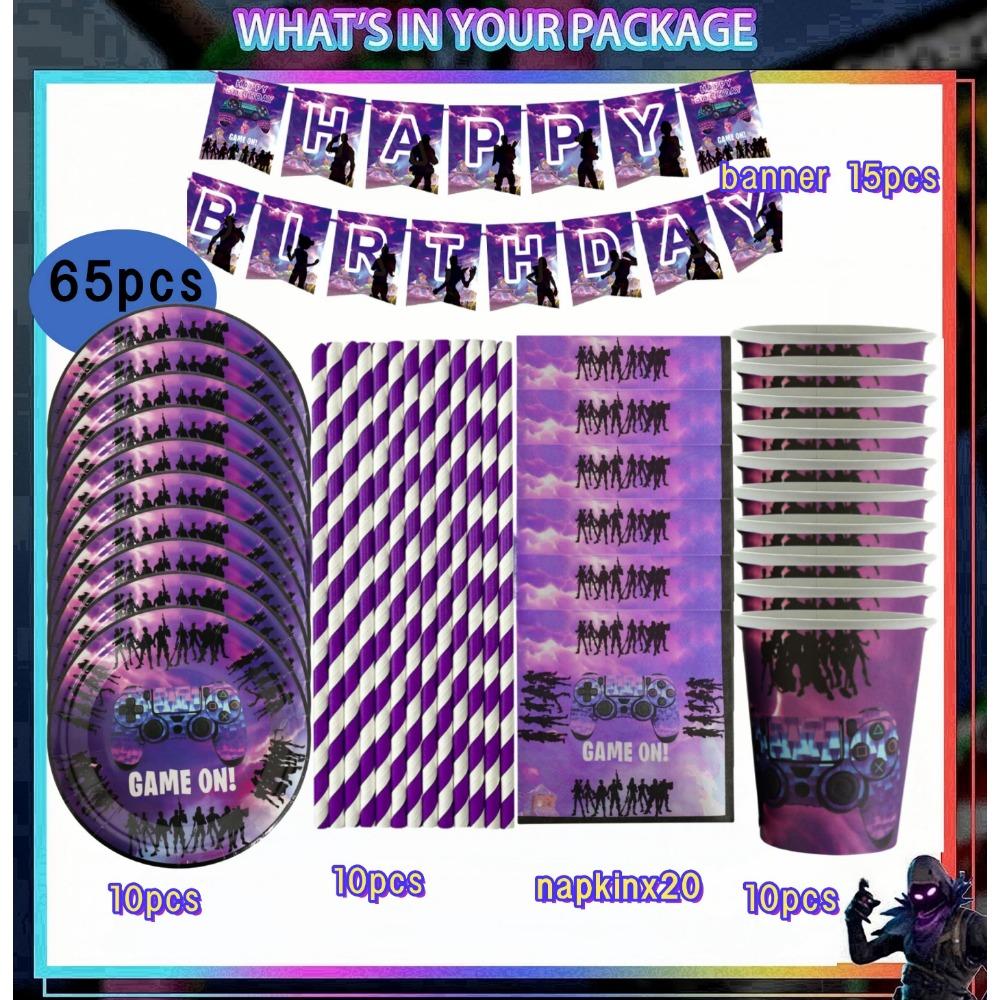 Игровой автомат Fortnition Декорации для дня рождения Набор посуды на 10 человек Задний фон Воздушный шар с альпакой Для детского праздника