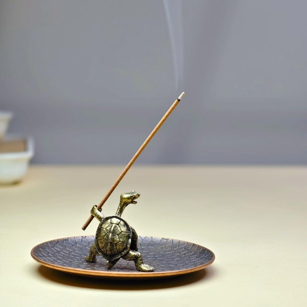 Подставка для благовоний «Черепаха-воин» | Металлический фимиамийник со сценой средневекового сражения | Уникальный декоративный предмет для дома, подарок для офиса, медитации