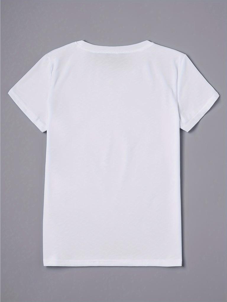 Cute Seven Star Ladybug Pattern Printed Summer Casual Women's Summer Short Sleeve Round Neck T-shirt Daily Tops Women's Clothing