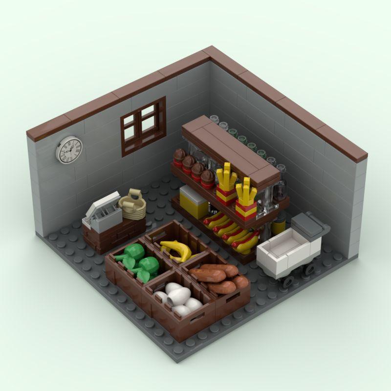 Панорамный вид Угловая комната Бар Кухня Сцена Сделай сам Сборка Праздничный подарок Украшение Строительный блок