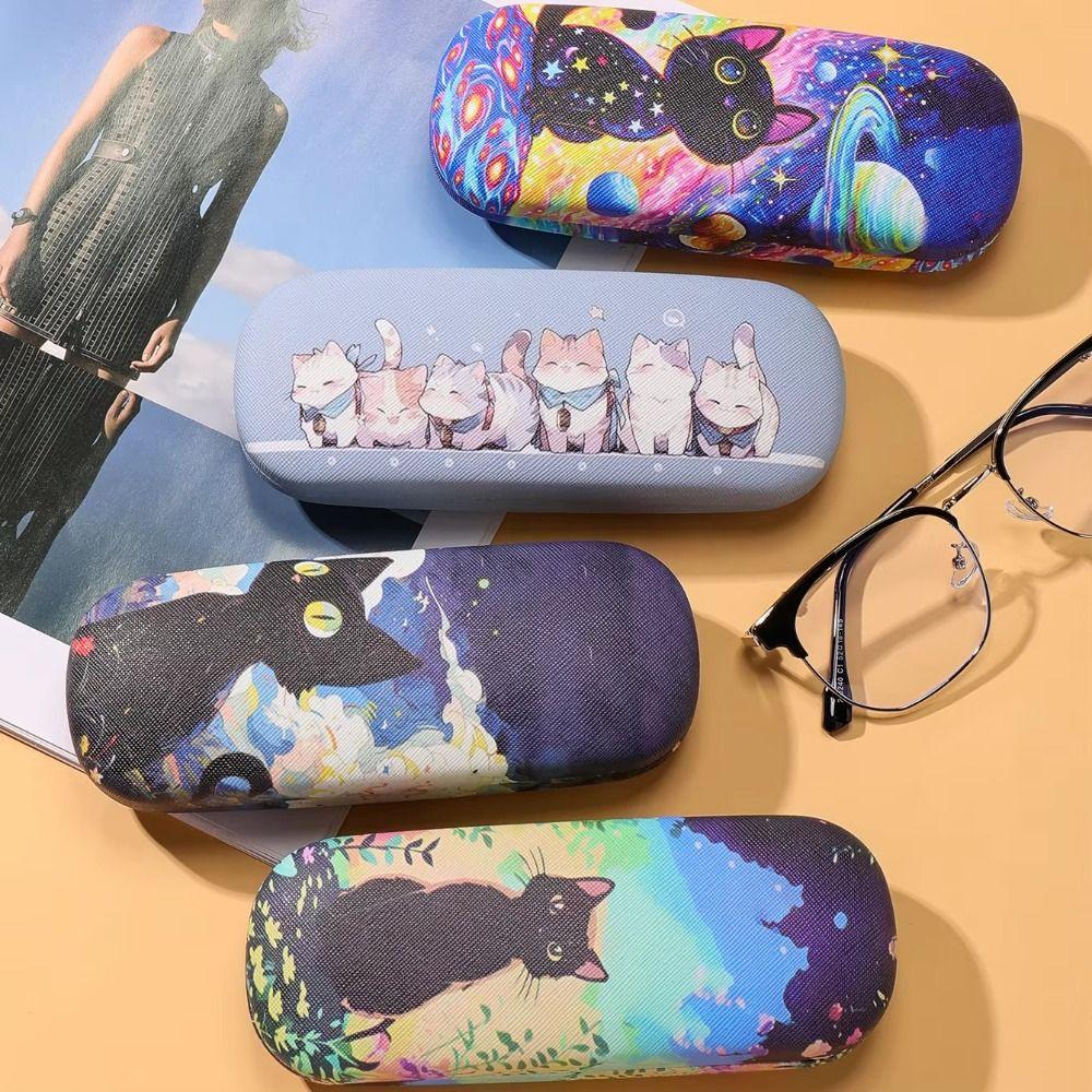 Портативный чехол для очков, противоударный бокс для хранения солнцезащитных очков, новый чехол для очков с принтом кошки
