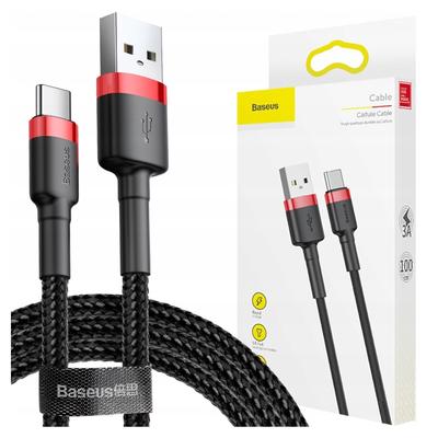 Кабель USB на USB-C Baseus Cafule 3A 1м (Красно-Черный)