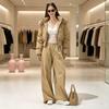 Winter New Green High Waist Short Small Fur Collar Down Jacket Women's Winter Waist Jacket Women's