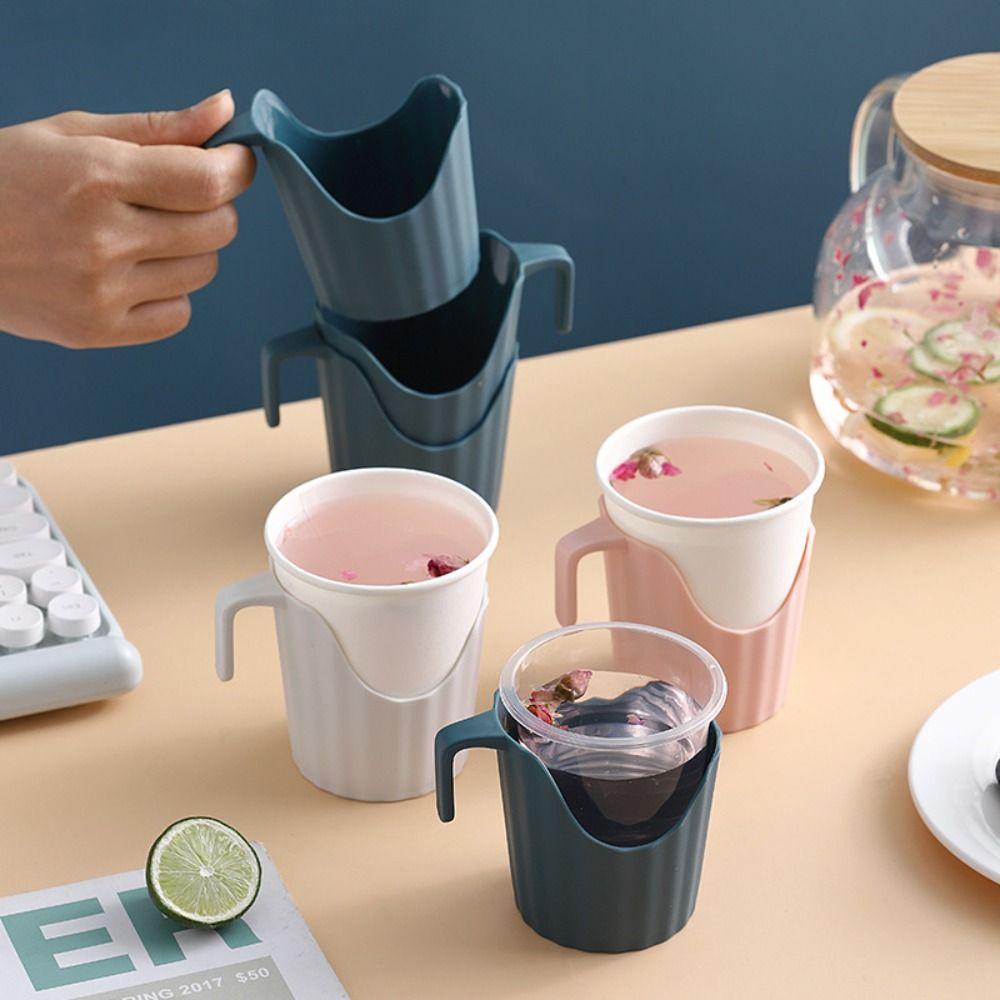 6pcs Thick Plastic Beverage Holder Base Disposable Cup Cover New Paper Cup