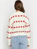 Fall Winter Women's Heart Print Loose Knit Sweater - Valentine's Day Crew Neck Pullover, Casual Long Sleeve Top