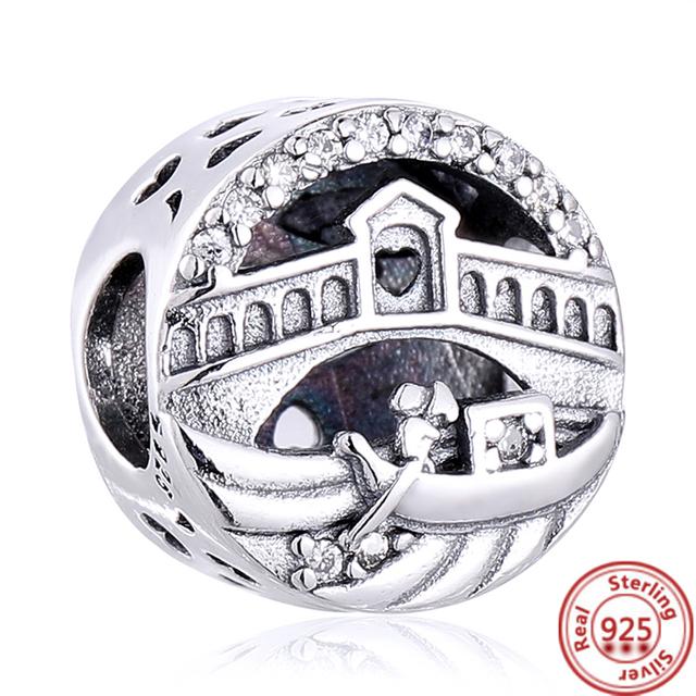 Стерлингового серебра 925 пробы, белый прозрачный циркон, сверкающие модные бусины-клипсы, подходящие для браслетов, ювелирных изделий