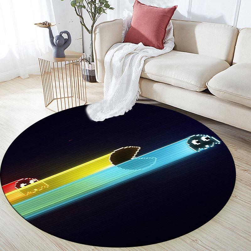 Pac‑Man pattern round rug,Carpet Rug for Living Room Bedroom Playroom ,Non-slip Floor Mat,Holiday Gifts and Birthday Gifts.