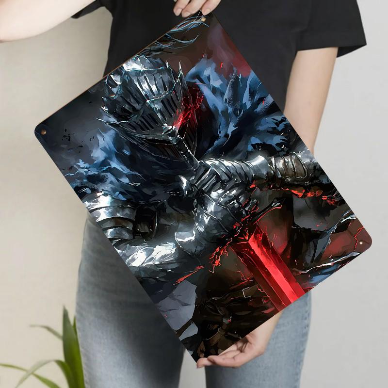 Dark Knight Metal Wall Art Medieval Armored Warrior Decorative Painting Living Room Study Decoration