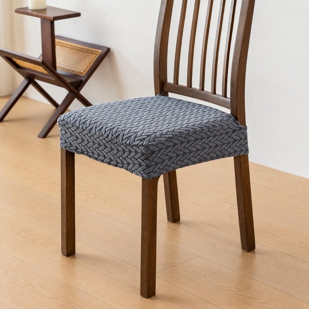 Anti-Slip Buckle Dining Chair Cover Stretch Jacquard Seat Cover Chair Seat Cover Chair Protection