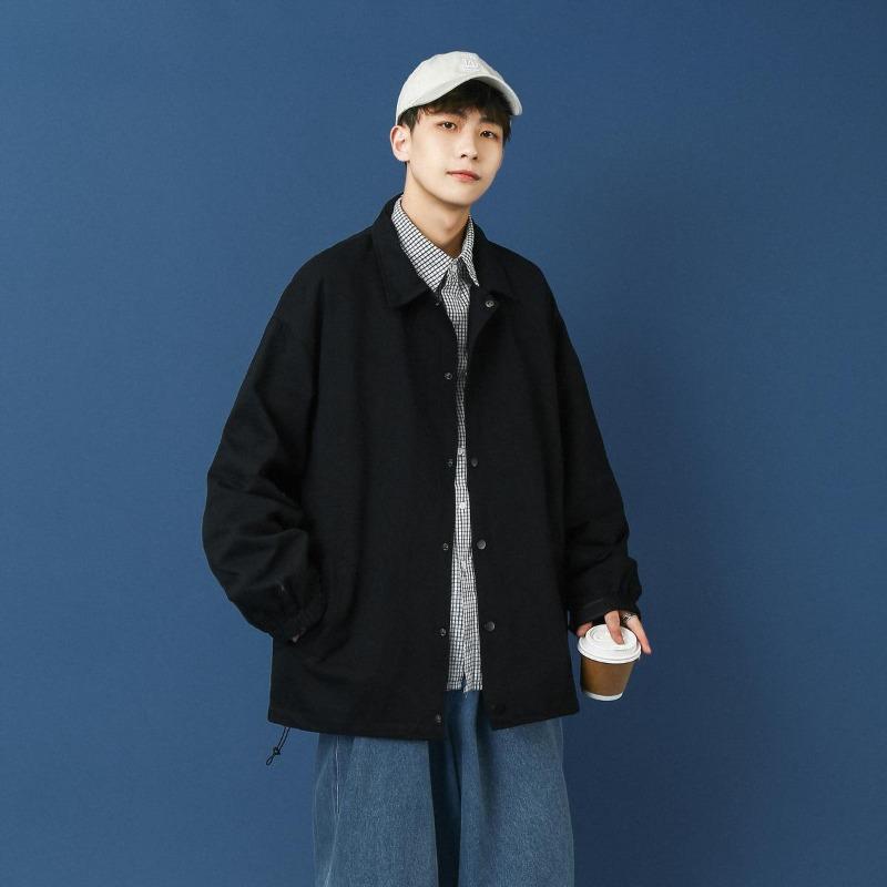 Coach Jacket Men's Spring Casual Versatile Autumn Clothing Solid Color Coat Fat Large Size Baseball Jersey Korean Version Top Men