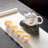 Handmade Ceramic Dragon Egg Gongfu Tea Set - Koi Design