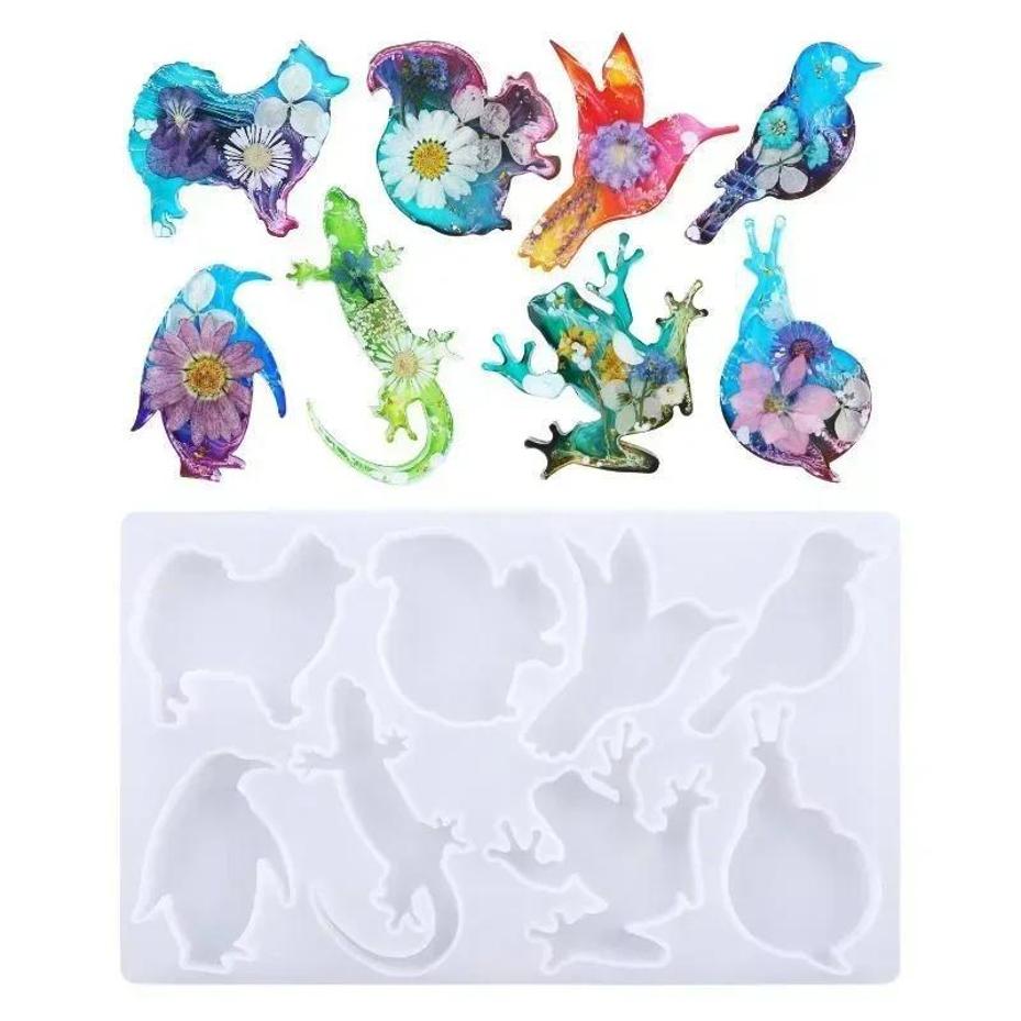 1 Pcs Handmade Creative Shape Mold DIY Crystal Epoxy Resin Mold Animal Frog Lizard Keychain Mirror Silicone Mold Accessories