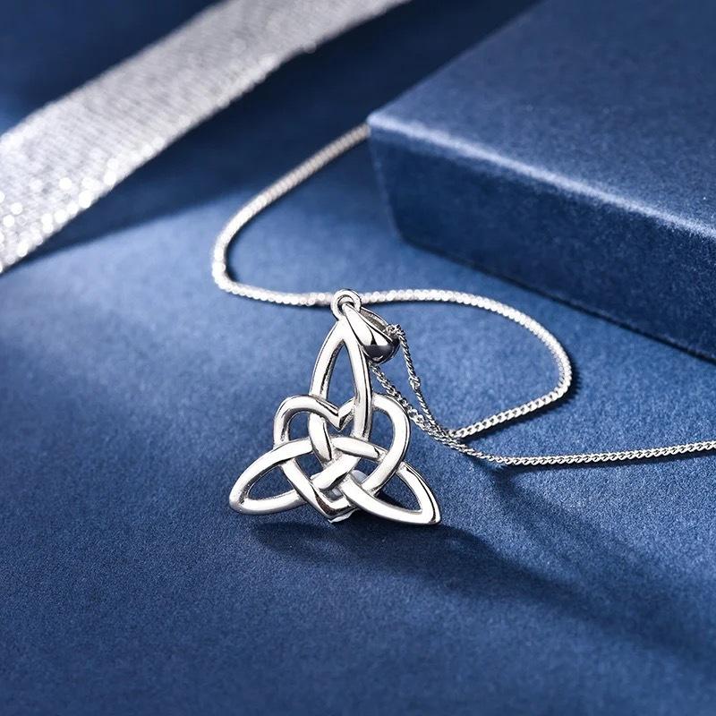 Stering Silver Vintage Witch Knot Pendant Necklace  Celtic Knot Cross Lucky Knot Necklace Amulet Jewelry Gift