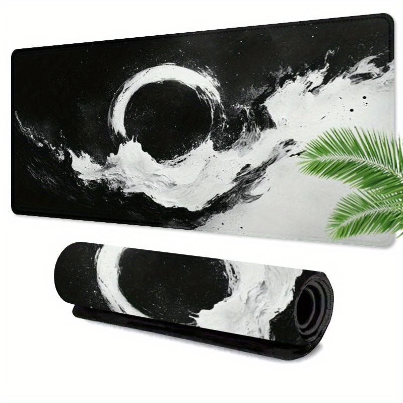 Mouspad Large Black and White Wave Gaming Mouse Pad Desk Mat for Full Keyboard Coverage Gamer Room Decoration Office Desk Pad