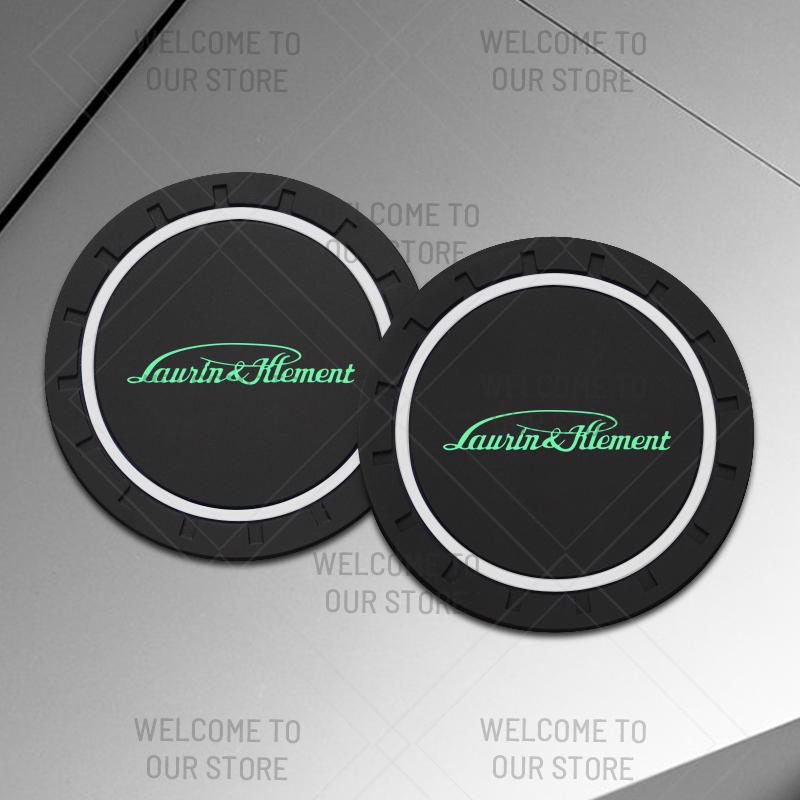BYCP2 2pcs PVC For Skoda L&K LOGO Octavia Superb RS Karoq Kamiq Yeti Car Coaster Water Cup Anti-Slip Silicone Pads Interior Decoration