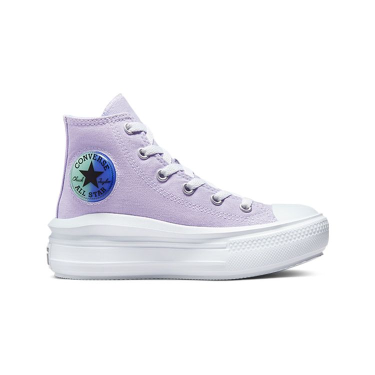 Converse Детские кроссовки Chuck Taylor All Star Move на платформе с гелевой нашивкой PS Purple Moonstone-Violet Royal-Pulse A02496C