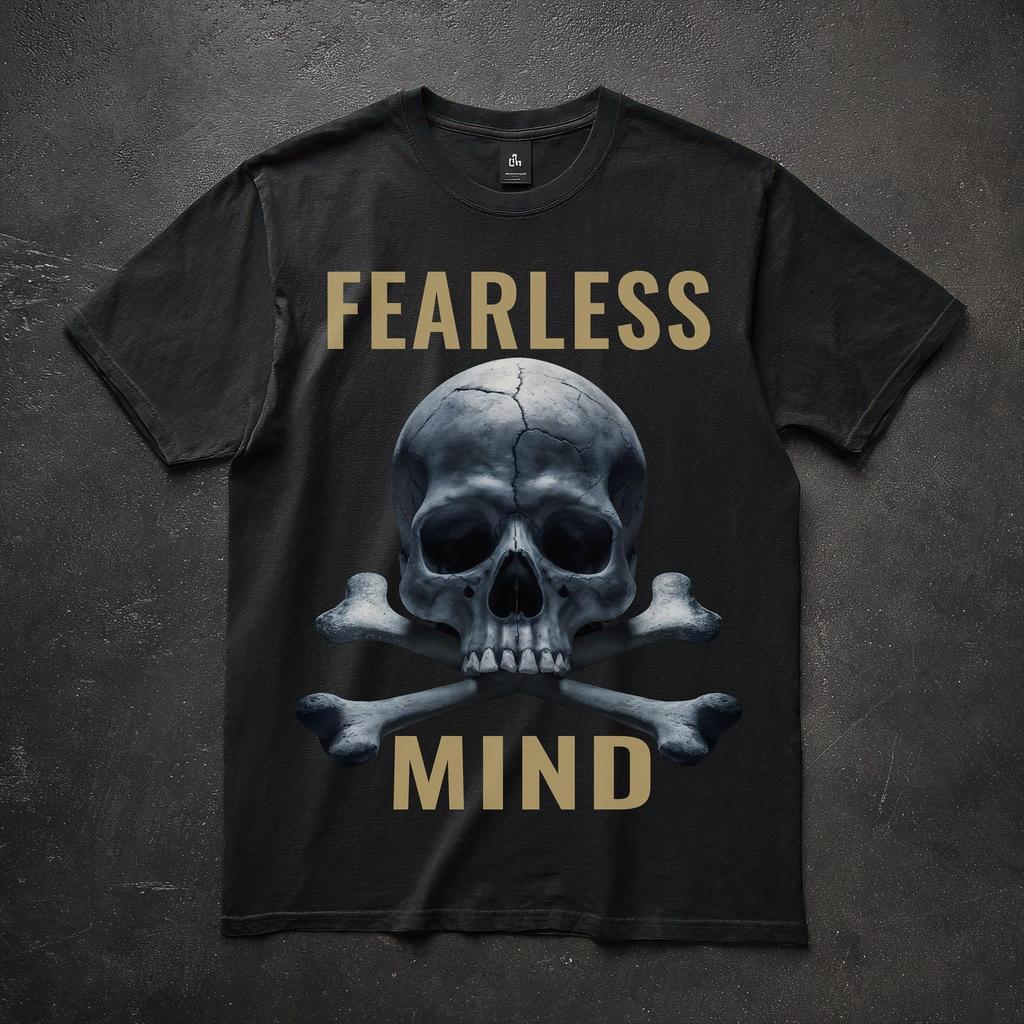 Skull Graphic T-Shirt, Gothic Skull Shirt for Men Women, Fearless Mind Tee, Dark Aesthetic Streetwear, Edgy Skull Clothing, Unisex Gift
