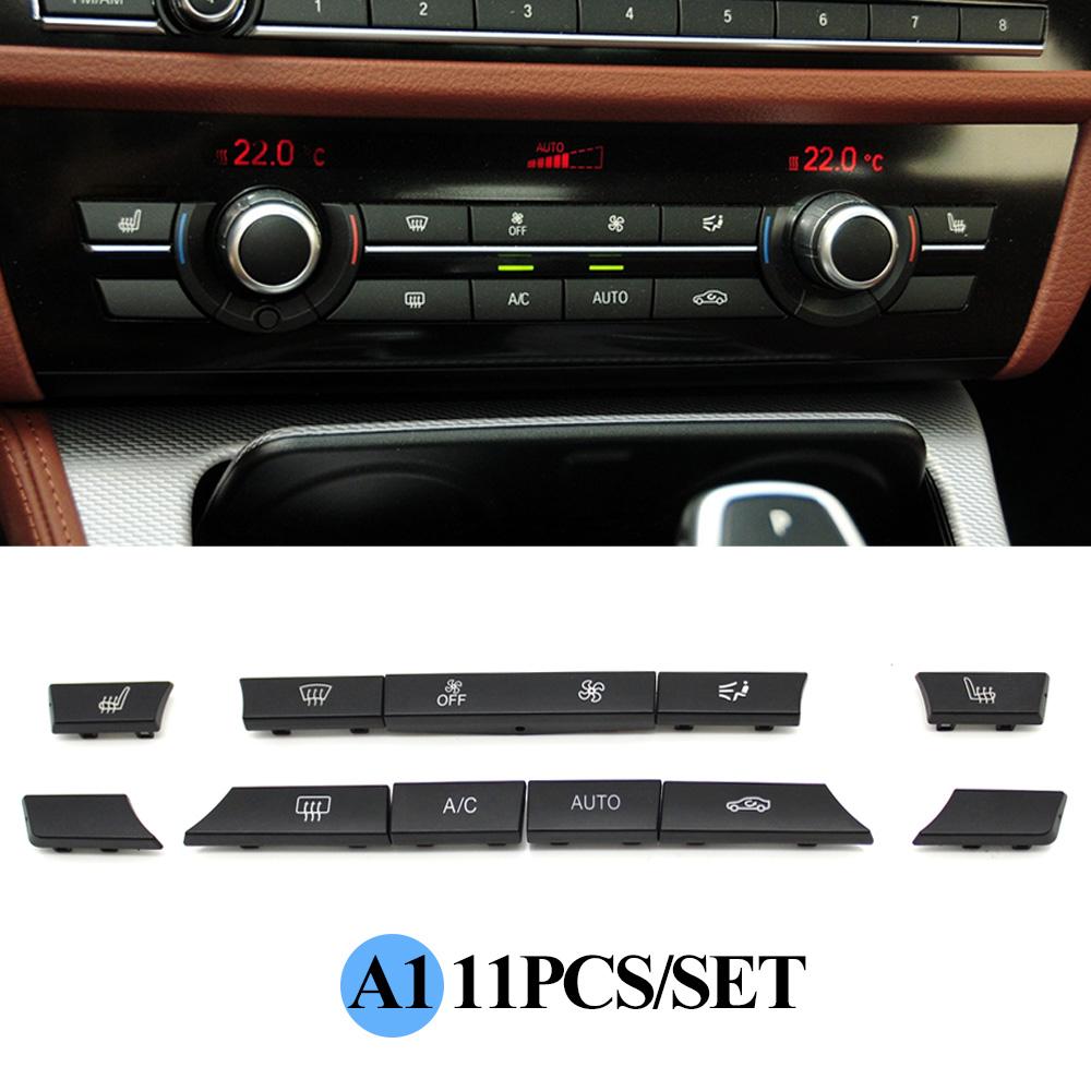 Car Air Conditioner Button Cover Key Audio Switch Caps Replacement For BMW 5 7 Series X5 X6 F10 F18 F01 F02 520 523 525 530 730