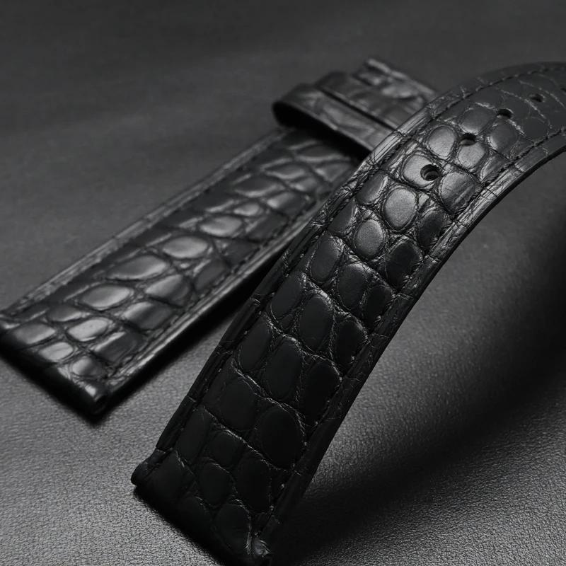 Crocodile Skin Strap 12/13/14/15/16/17/18/19/20/21/22/23/24mm Men Genuine Leather Butterfly Buckle Business Watch Band for Omega