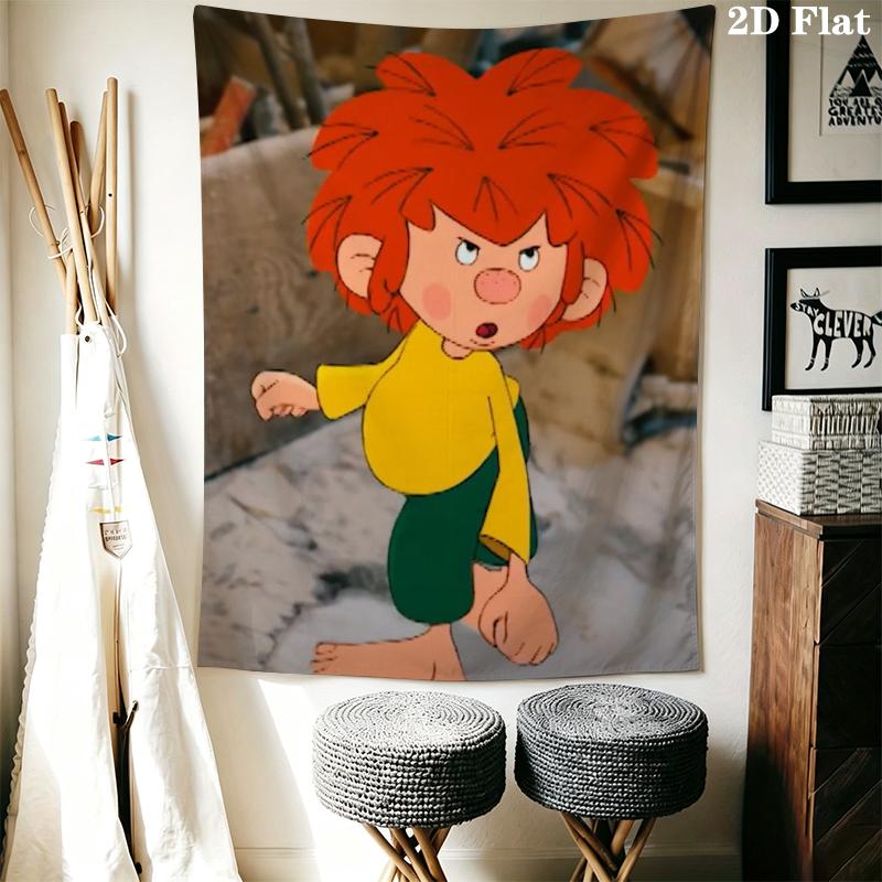 Meister Eder Und Sein Pumuckl Wall Tapestry Aesthetic Wall Hanging Printed Fabric Blanket Decorative Tapestries for Bedroom Living Room Home Decor