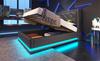 Upholstered Single Bed 90*200 cm, Black PU Hydraulic Storage Bed, Headboard with USB Type-C Charging, 3-Sided LED (With Mattress)