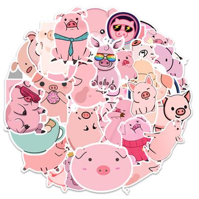 50 милых наклеек со свиньями для чемодана, машины, мотоцикла, холодильника, мобильного телефона. Водонепроницаемые, забавные, милые водонепроницаемые наклейки