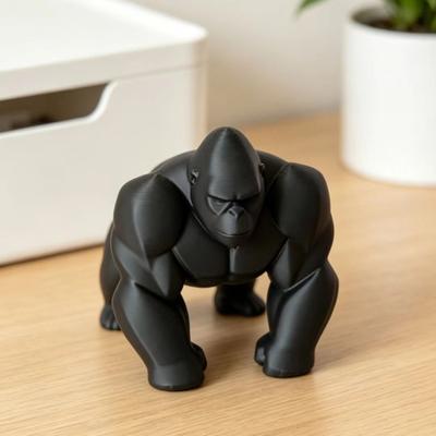 3D-печатная скульптура гориллы, орнамент, минималистичная современная арт-фигурка с детализированной текстурой, экологичный декор для гостиной, офисного стола