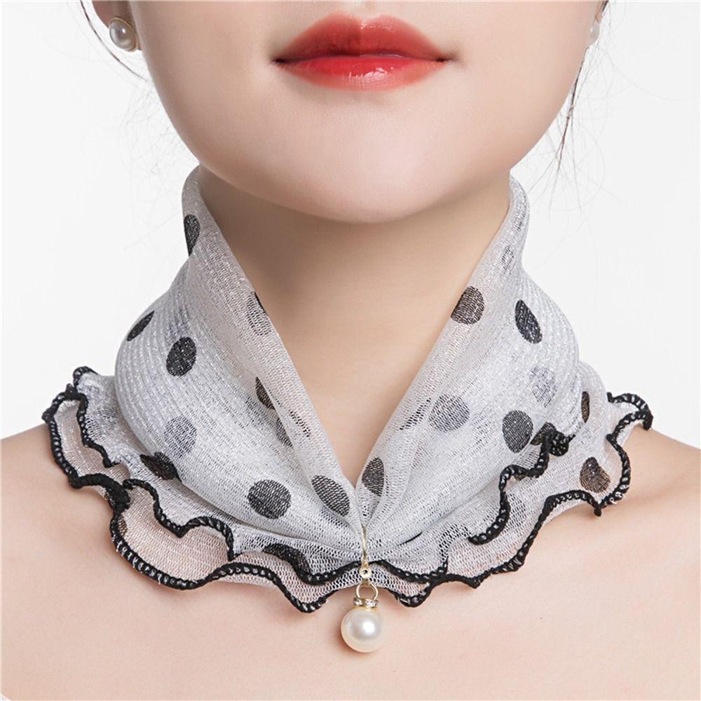 Wave point Ruffle Edge Flower Stripe Female Shawl Printed Scarf Korean Style Scarves Summer Bib