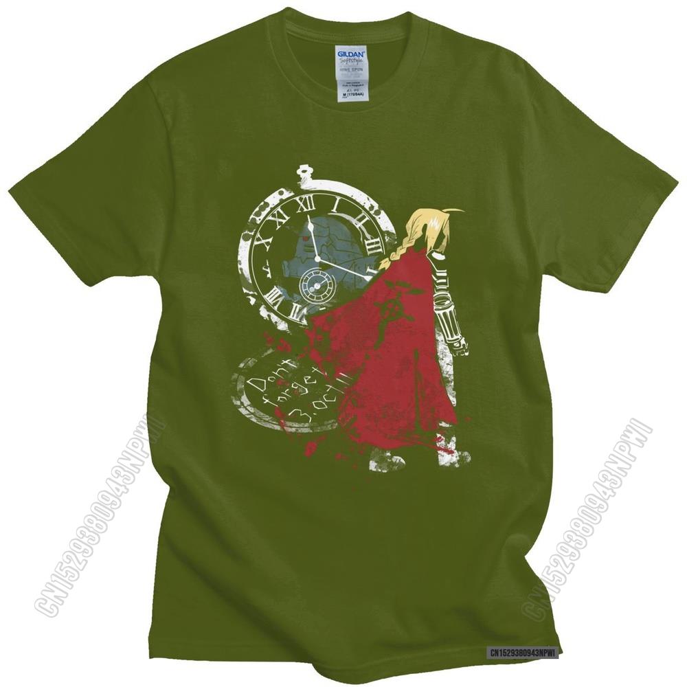 Fullmetal Alchemist T Shirt Men Pure Cotton Elric Edward Brotherhood Tshirt Anime Fma Tees O-Neck Manga T-Shirt Clothes