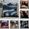 Film F-Fast and F-Furious Car Pillow Case Short Plush Double-sided Print Square Throw Pillow Covers Sofa Home Cushion Decor