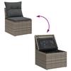 Ensemble de canapé de jardin 6 pièces avec coussins gris en rattan poly, Canapé de jardin 2 places avec rangement 3354588