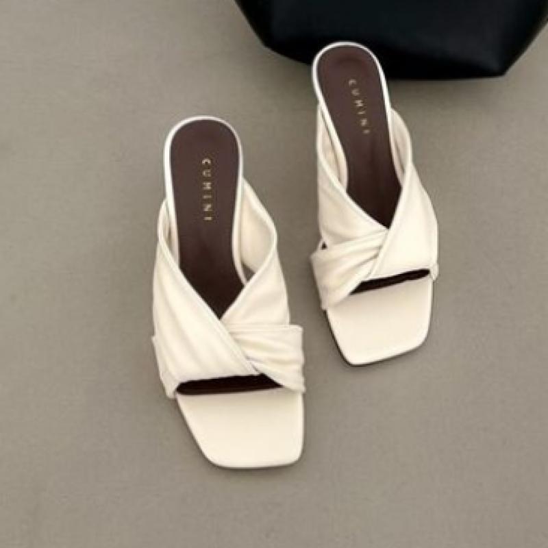 New Arrivals Open Run High Heel Women Summer Square Slipper String Twist Nk Hl 1