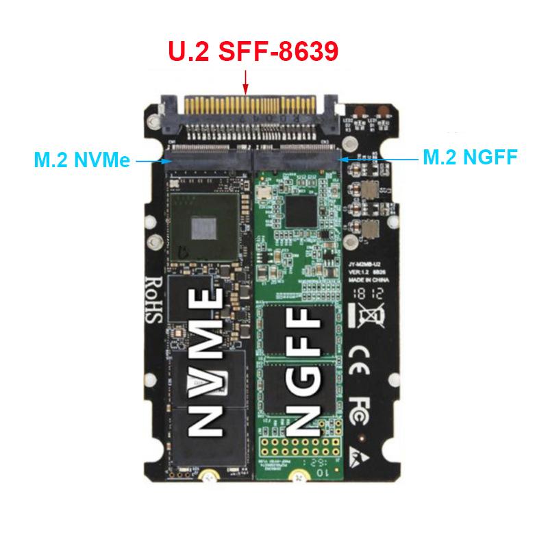 OULLX Корпус для внешнего SSD M.2 NVMe NGFF с двойным протоколом к U.2 SFF-8639, высокоскоростной, inline, плата-адаптер