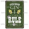 [MyPlate] GIN Plaque Metal Vintage Bar Furniture Plates Panels Tin Sign Tiki Bar Sign Man Cave Decorn Personalized Plate