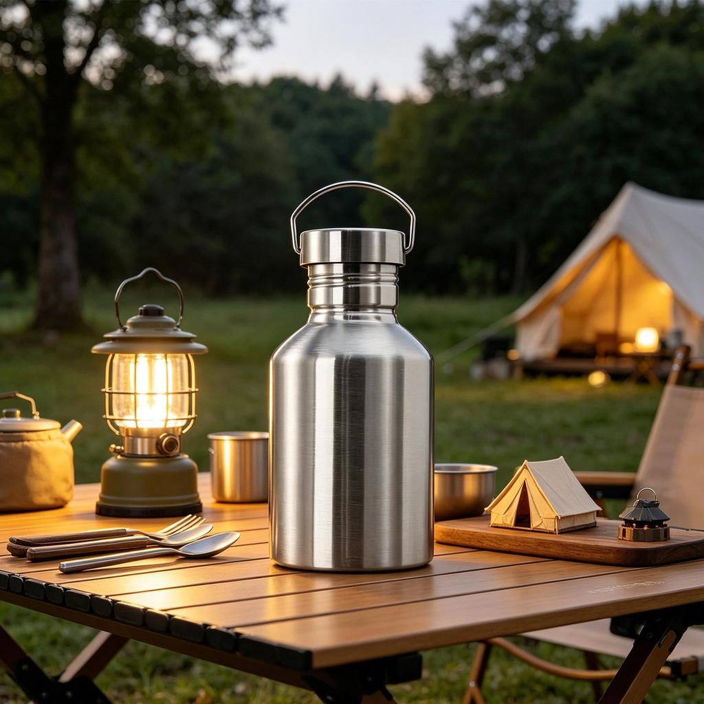 2l Stainless Steel  Water Bottle Leak-proof single Wall Large Capacity Wide Mouth Sports Water Bottles For Fishing  Travel