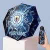 Manchester City Manual Five Fold 8 Rib Umbrella Support Custom Text, Lightweight Travel Umbrella