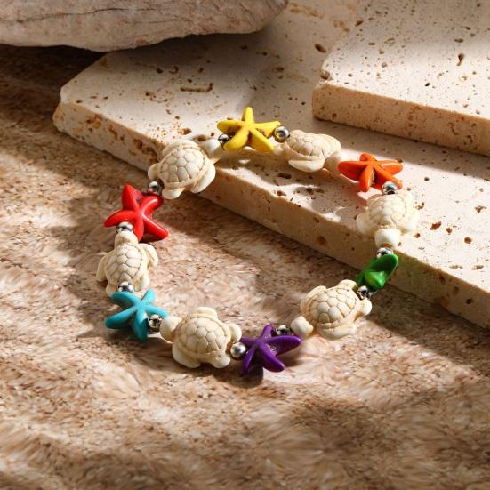 Women Shell Bracelet Starfish Pendant Braided Adjustable Tassel Beads Bohemian Style Vacation Beach Bracelet Lady Jewelry