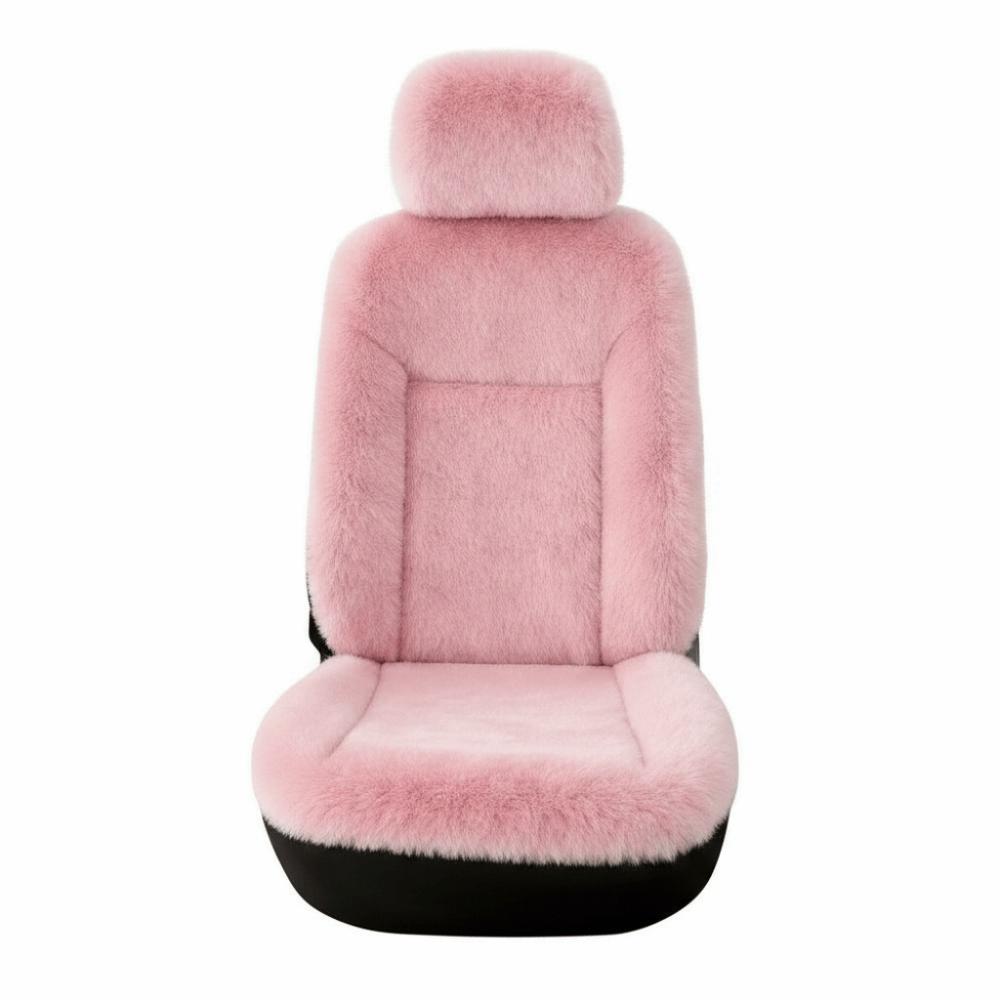 Sponge Filling Plush Car Seat Cushion Solid‑color Warm Car Seat Pad Daily Commute