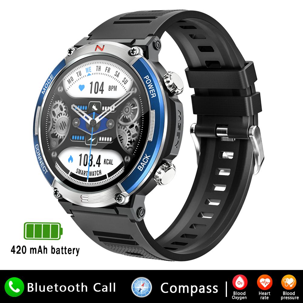 1,52-дюймовый Bluetooth-звонок Смарт-часы для мужчин Фитнес-трекер 420 мАч Аккумулятор IP68 Водонепроницаемый Спорт на открытом воздухе Смарт-часы для Android Ios