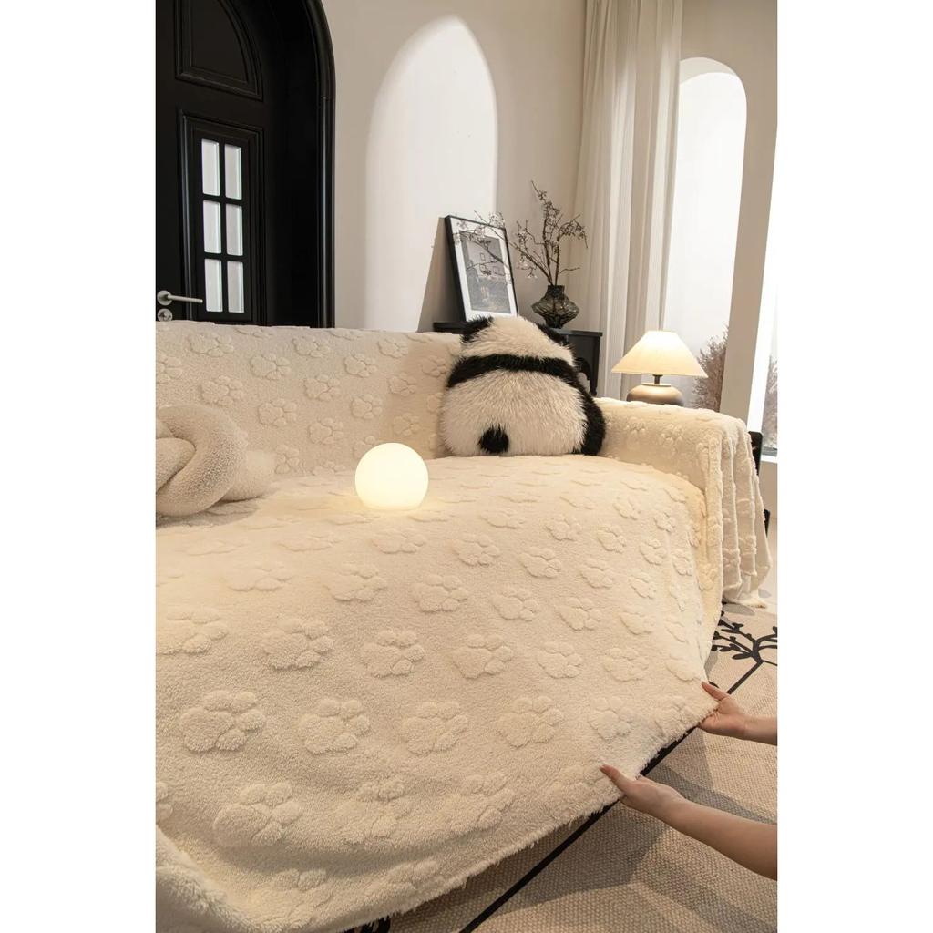 Funda Sofa Living Room Footprint Jacquard Толстый теплый диванный плед Зимний чехол Sherpa для кемпинга и пикника