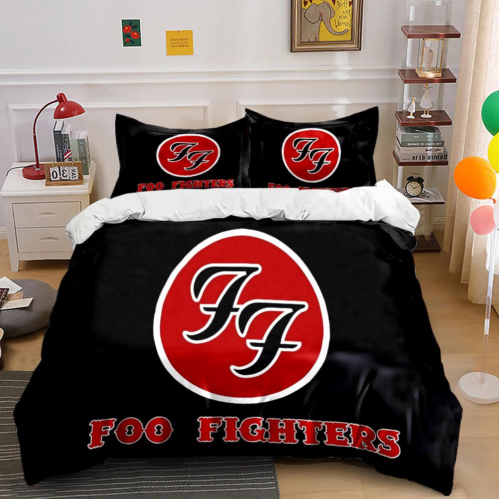 Foo Fighters Черно-красный комплект постельного белья Комплект постельного белья (1 пододеяльник, 2 наволочки, одеяло в комплект не входит)