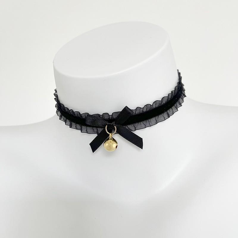 Lace Bell Choker Women Black Bow Velvet With Ruffle Cute Fashion Jewelry